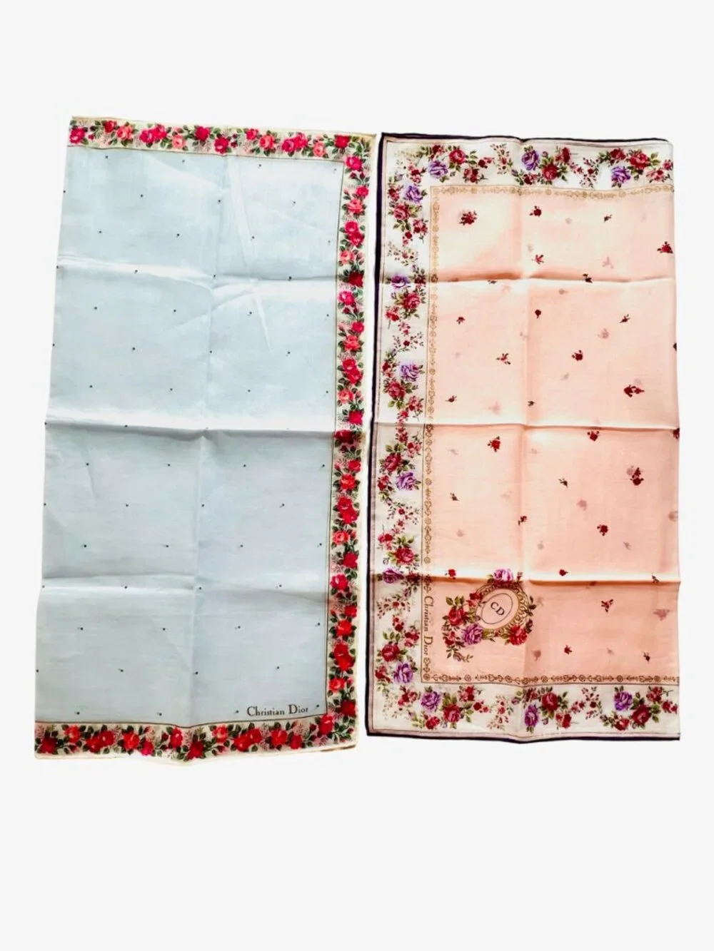 2) New-Beautiful Christian Dior Mini Scarf/Neck-kerchief Cott 19